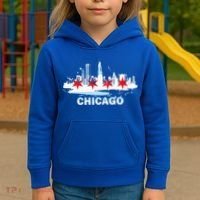 Chicago City Flag Downtown Skyline Chicago Skyline Kids Hoodie thumb 3