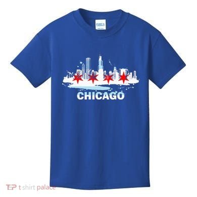 Chicago City Flag Downtown Skyline Chicago Skyline Kids T-Shirt
