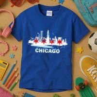 Chicago City Flag Downtown Skyline Chicago Skyline Kids T-Shirt thumb 3