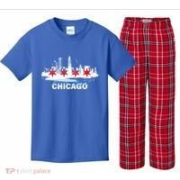 Chicago City Flag Downtown Skyline Chicago Skyline Kids Plaid Pajama Set thumb 0