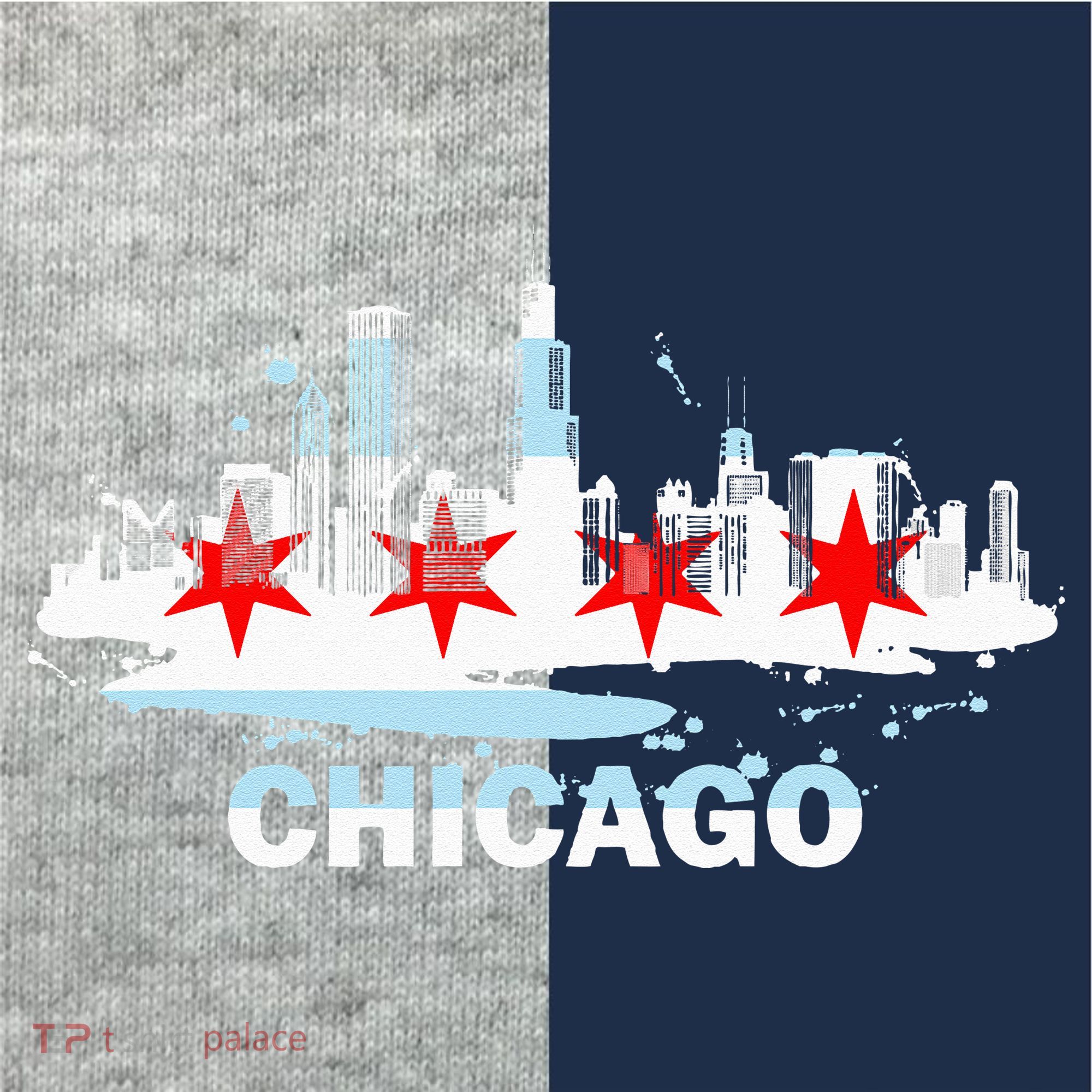 Chicago City Flag Downtown Skyline Chicago Skyline Kids Colorblock Raglan Jersey