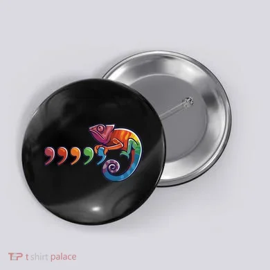 Comma Chameleon Funny 80S Throwback The Original Button