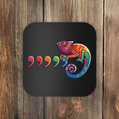 Comma Chameleon Funny 80S Throwback The Original Coaster