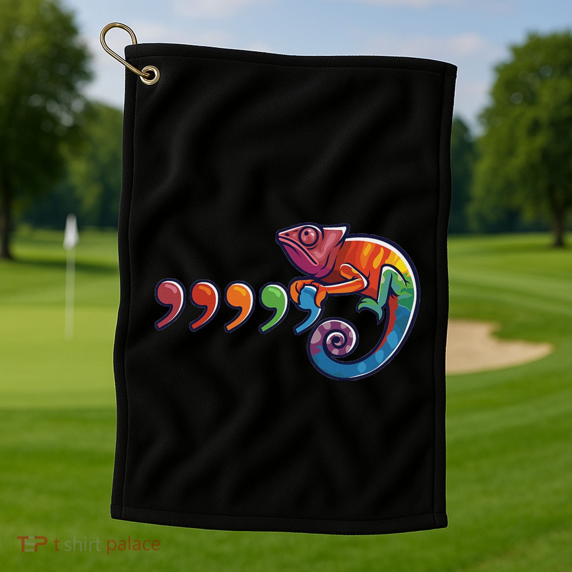 Comma Chameleon Funny 80S Throwback The Original Golf Towel
