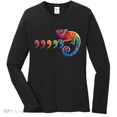 Comma Chameleon Funny 80S Throwback The Original Women's Long Sleeve Shirt