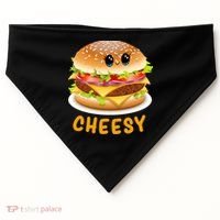 Cheesy Cute Funny Cheese Burger Food Pun Tee Gift USA-Made Doggie Bandana thumb 0