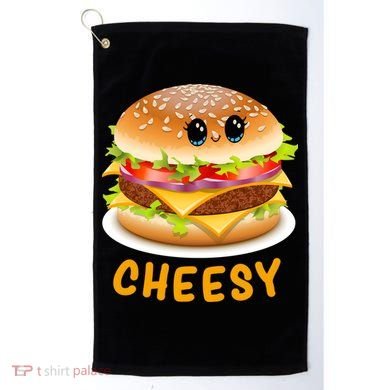 Cheesy Cute Funny Cheese Burger Food Pun Tee Gift Golf Towel