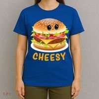 Cheesy Cute Funny Cheese Burger Food Pun Tee Gift T-Shirt thumb 4