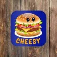 Cheesy Cute Funny Cheese Burger Food Pun Tee Gift Coaster thumb 0
