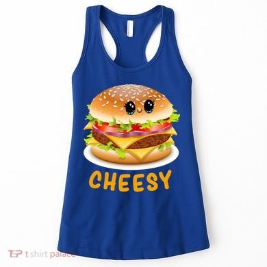 Cheesy Cute Funny Cheese Burger Food Pun Tee Gift Women's Tank Top