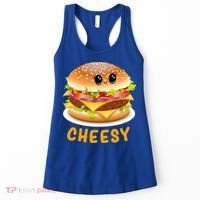 Cheesy Cute Funny Cheese Burger Food Pun Tee Gift Women's Tank Top thumb 0