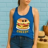 Cheesy Cute Funny Cheese Burger Food Pun Tee Gift Women's Tank Top thumb 2