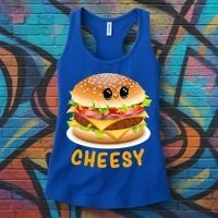 Cheesy Cute Funny Cheese Burger Food Pun Tee Gift Women's Tank Top thumb 3