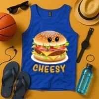 Cheesy Cute Funny Cheese Burger Food Pun Tee Gift Tank Top thumb 4
