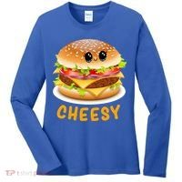 Cheesy Cute Funny Cheese Burger Food Pun Tee Gift Women's Long Sleeve Shirt thumb 0