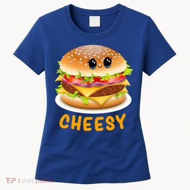 Cheesy Cute Funny Cheese Burger Food Pun Tee Gift Women's T-Shirt