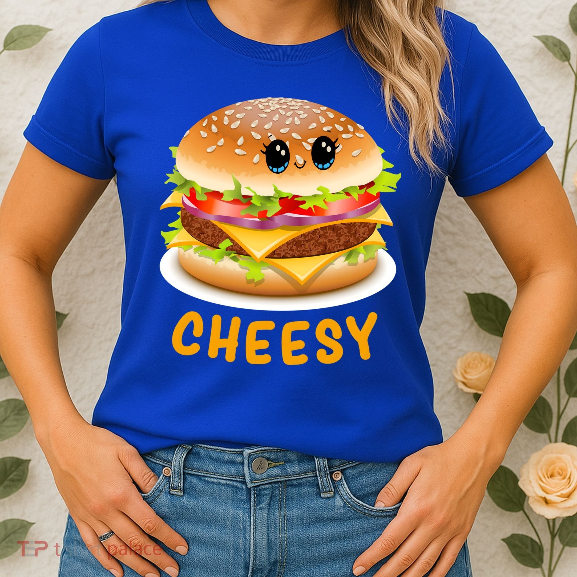 Cheesy Cute Funny Cheese Burger Food Pun Tee Gift Women's T-Shirt