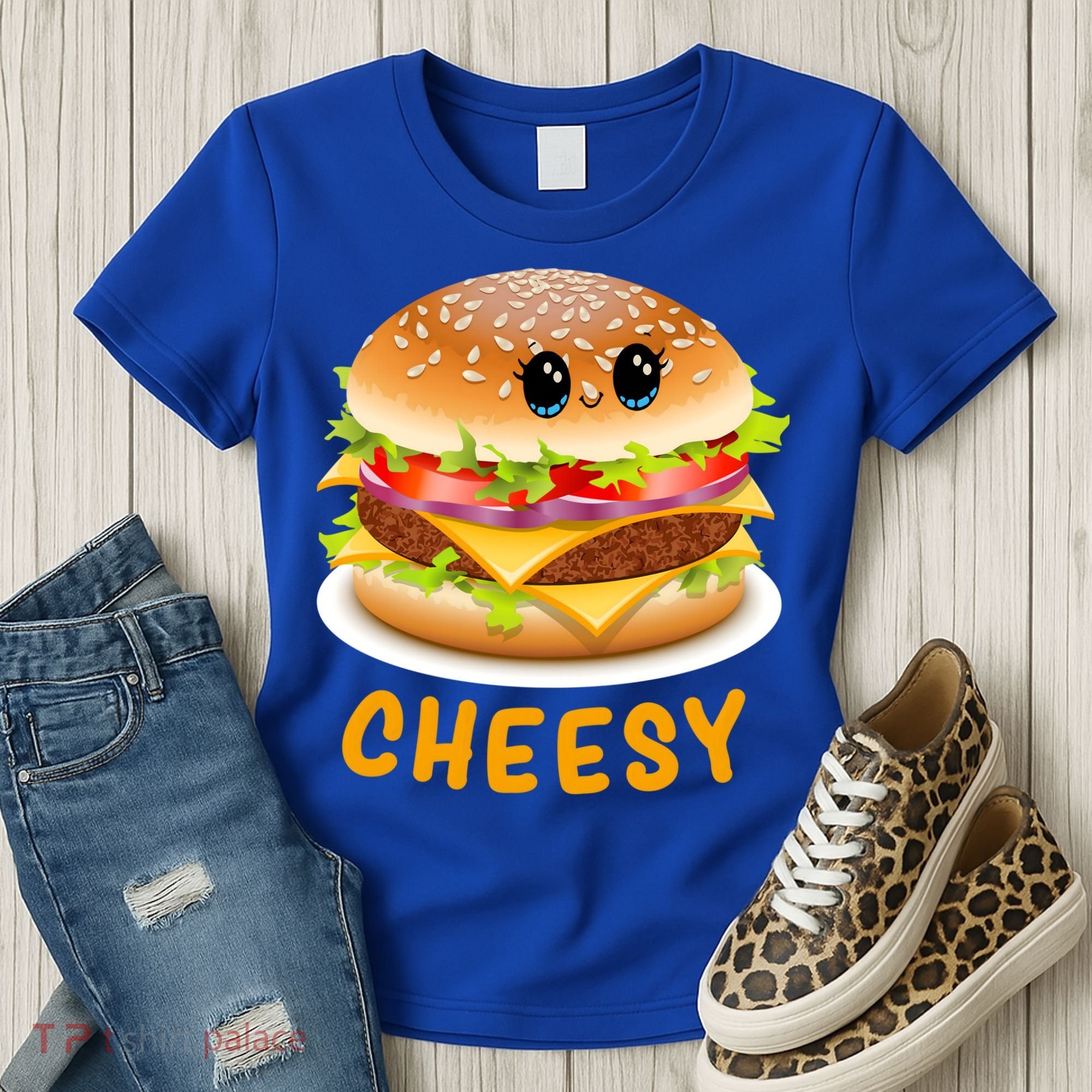 Cheesy Cute Funny Cheese Burger Food Pun Tee Gift Women's T-Shirt
