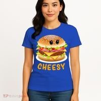 Cheesy Cute Funny Cheese Burger Food Pun Tee Gift Women's T-Shirt thumb 4