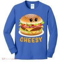 Cheesy Cute Funny Cheese Burger Food Pun Tee Gift Kids Long Sleeve Shirt thumb 0