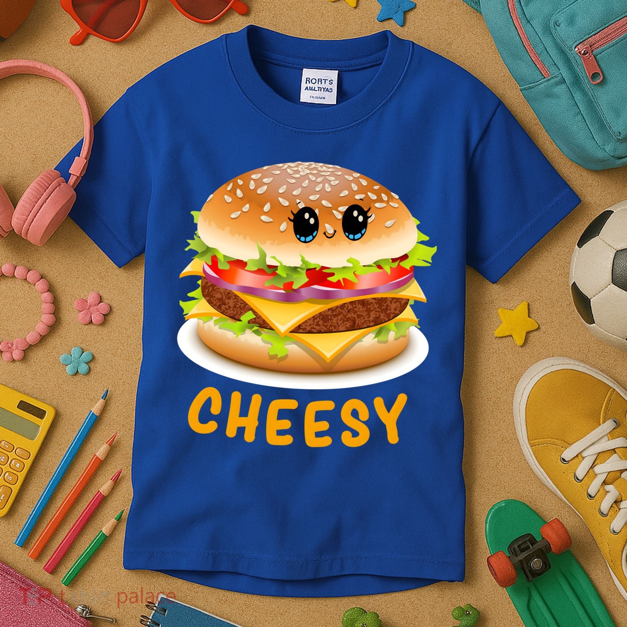 Cheesy Cute Funny Cheese Burger Food Pun Tee Gift Kids T-Shirt