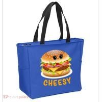 Cheesy Cute Funny Cheese Burger Food Pun Tee Gift Tote Bag thumb 2