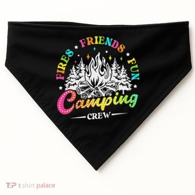 Camping Crew Fires Friends Fun Summer Vibes Camper  USA-Made Doggie Bandana