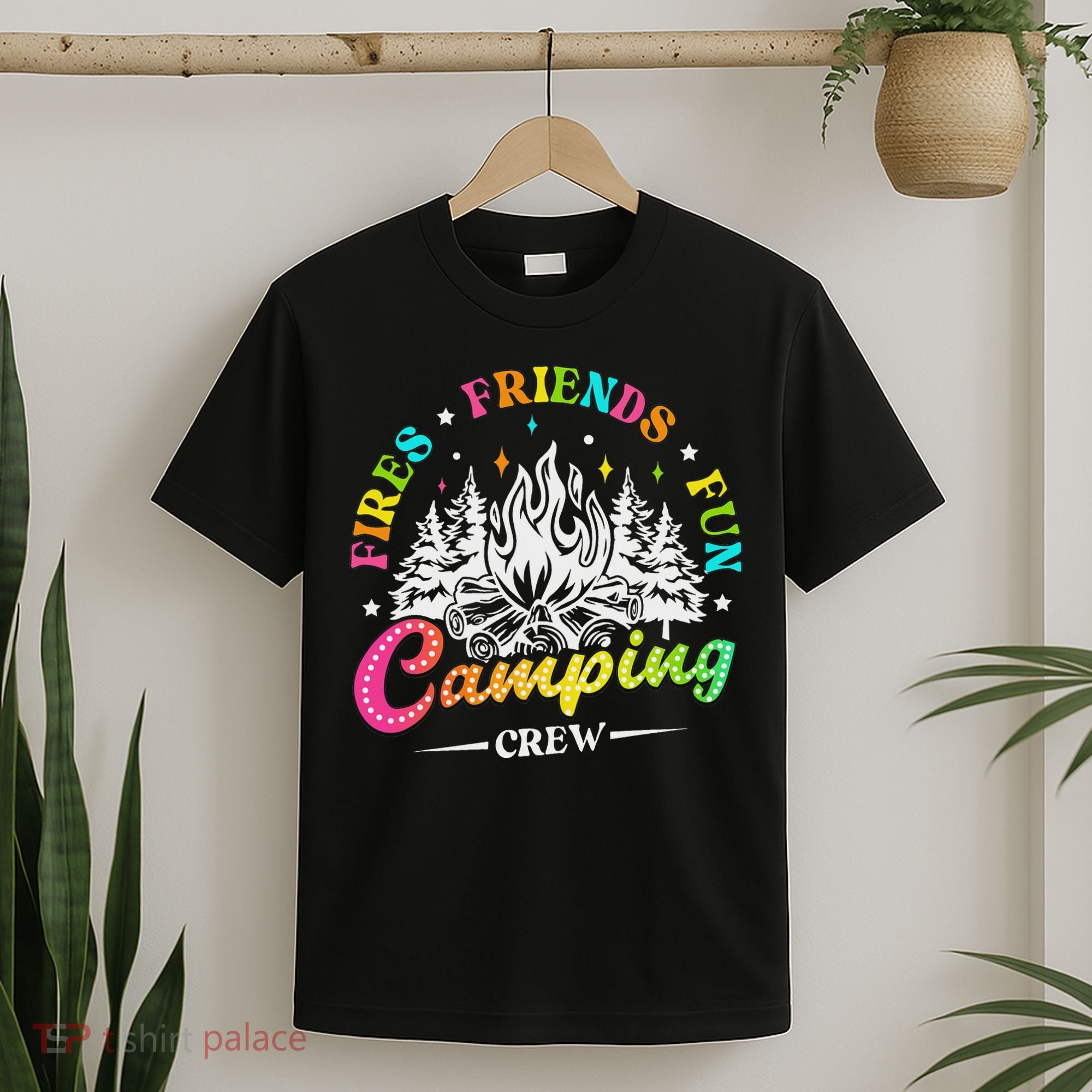 Camping Crew Fires Friends Fun Summer Vibes Camper  T-Shirt