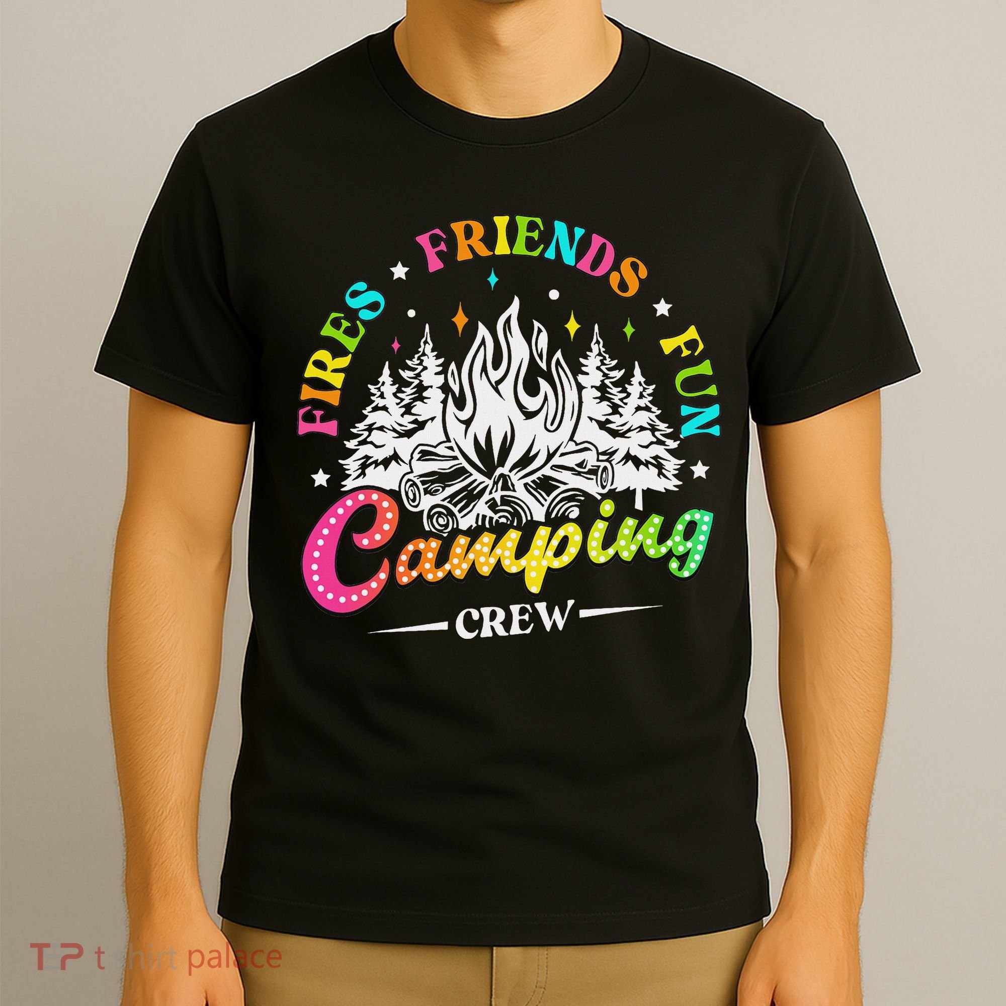 Camping Crew Fires Friends Fun Summer Vibes Camper  T-Shirt