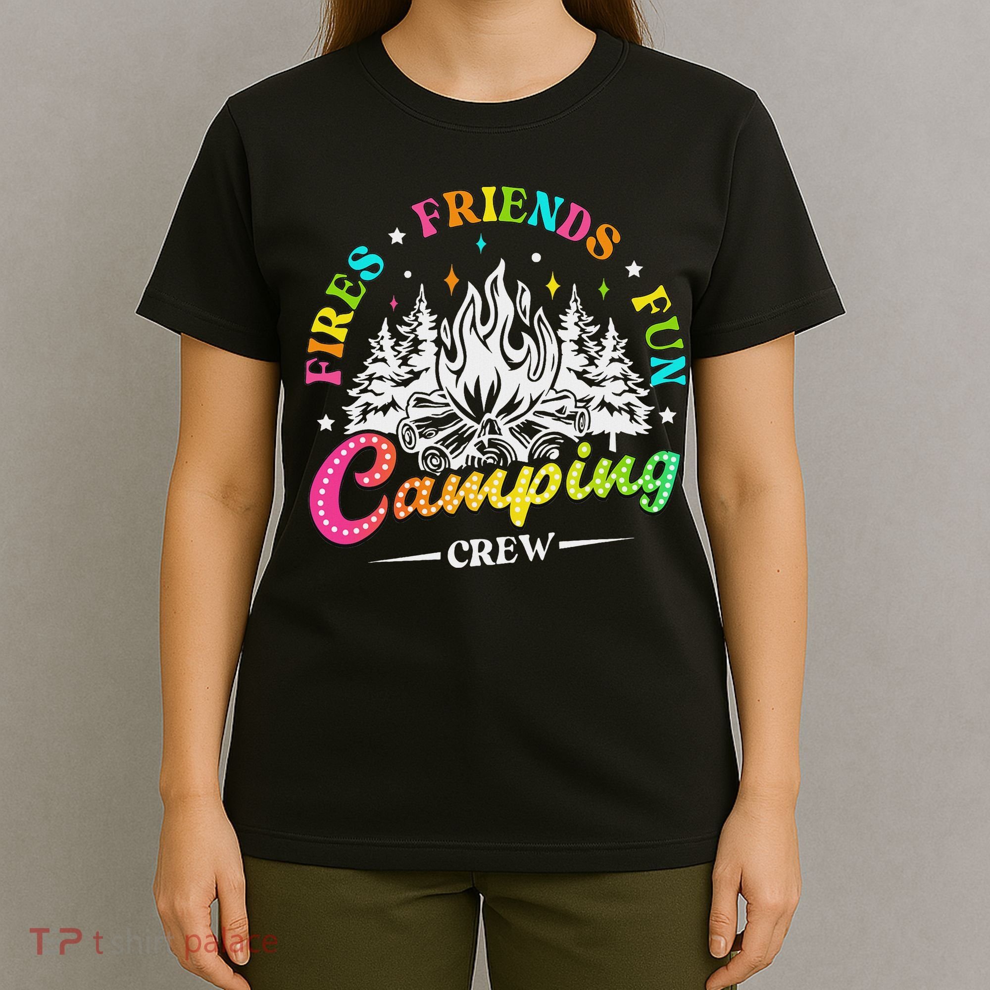 Camping Crew Fires Friends Fun Summer Vibes Camper  T-Shirt