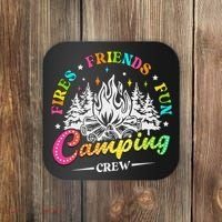 Camping Crew Fires Friends Fun Summer Vibes Camper  Coaster thumb 0