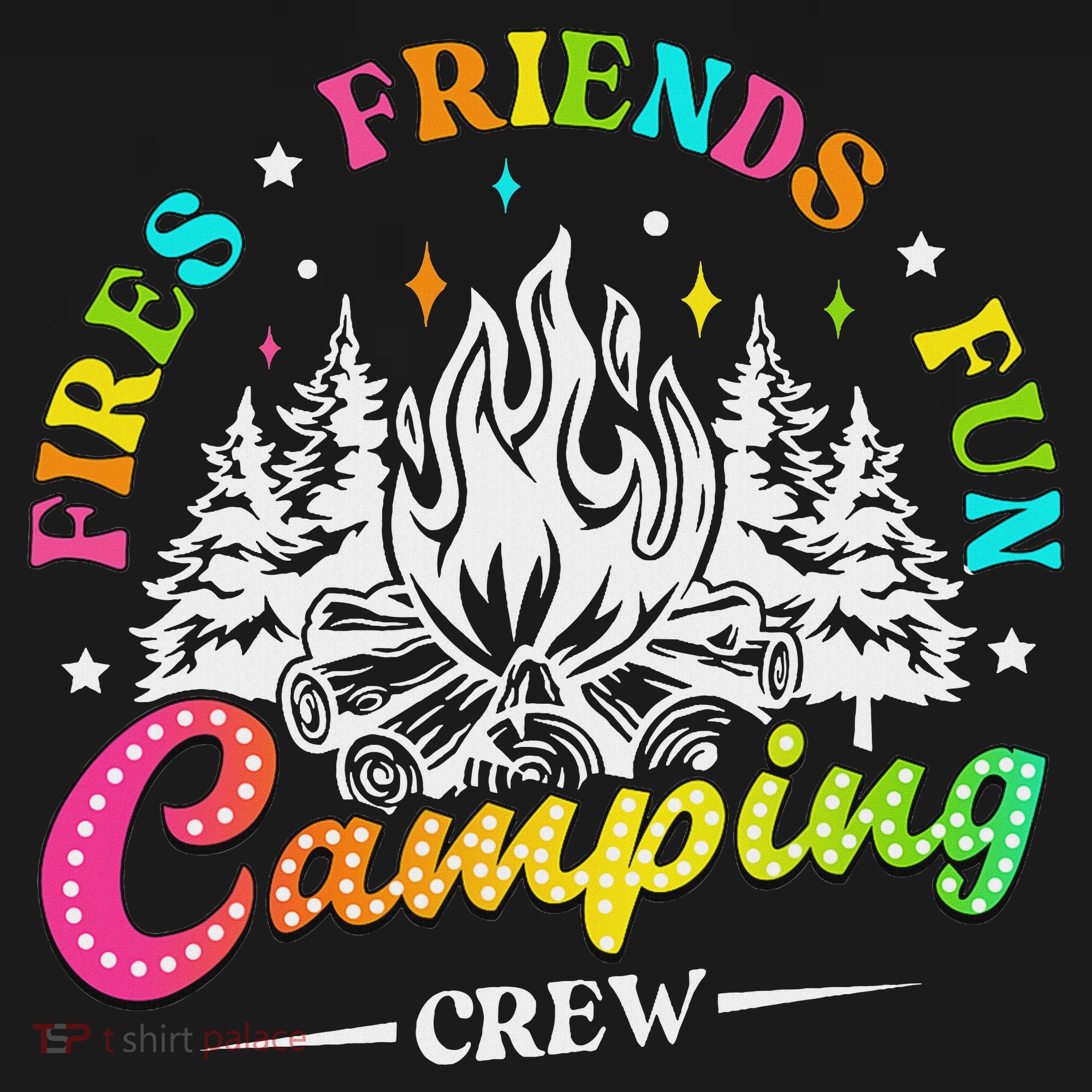 Camping Crew Fires Friends Fun Summer Vibes Camper  Pajama Set