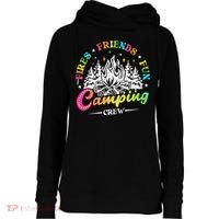 Camping Crew Fires Friends Fun Summer Vibes Camper  Womens Funnel Neck Pullover Hood thumb 0