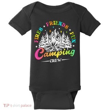 Camping Crew Fires Friends Fun Summer Vibes Camper  Baby Bodysuit
