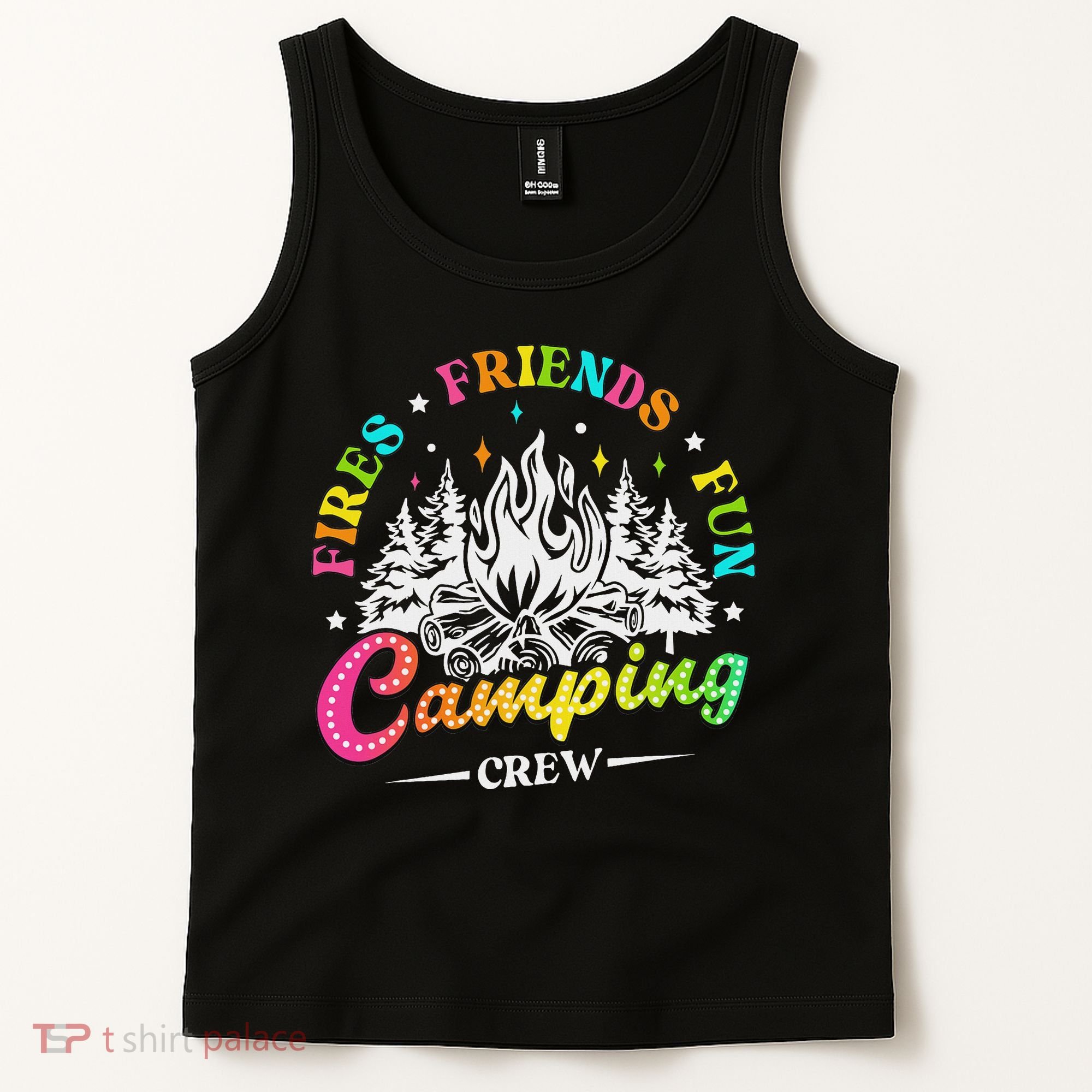 Camping Crew Fires Friends Fun Summer Vibes Camper  Tank Top