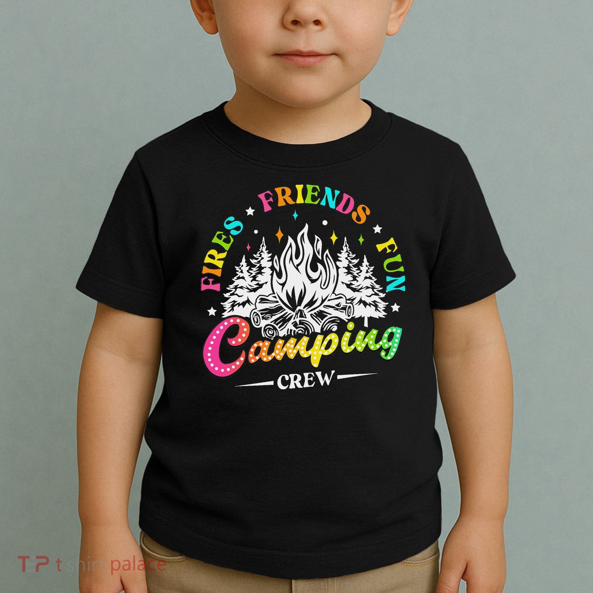 Camping Crew Fires Friends Fun Summer Vibes Camper  Toddler T-Shirt