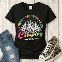 Camping Crew Fires Friends Fun Summer Vibes Camper  Women's T-Shirt thumb 3