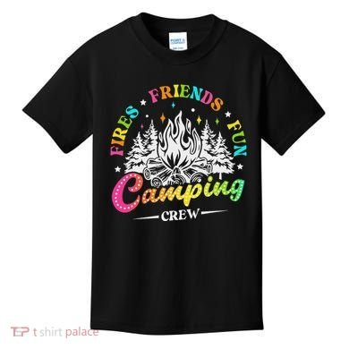 Camping Crew Fires Friends Fun Summer Vibes Camper  Kids T-Shirt