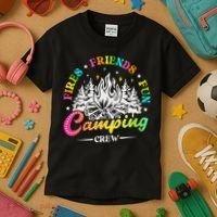 Camping Crew Fires Friends Fun Summer Vibes Camper  Kids T-Shirt thumb 3