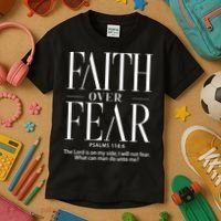 Christian Christianity Faith Over Fear Kids T-Shirt thumb 3