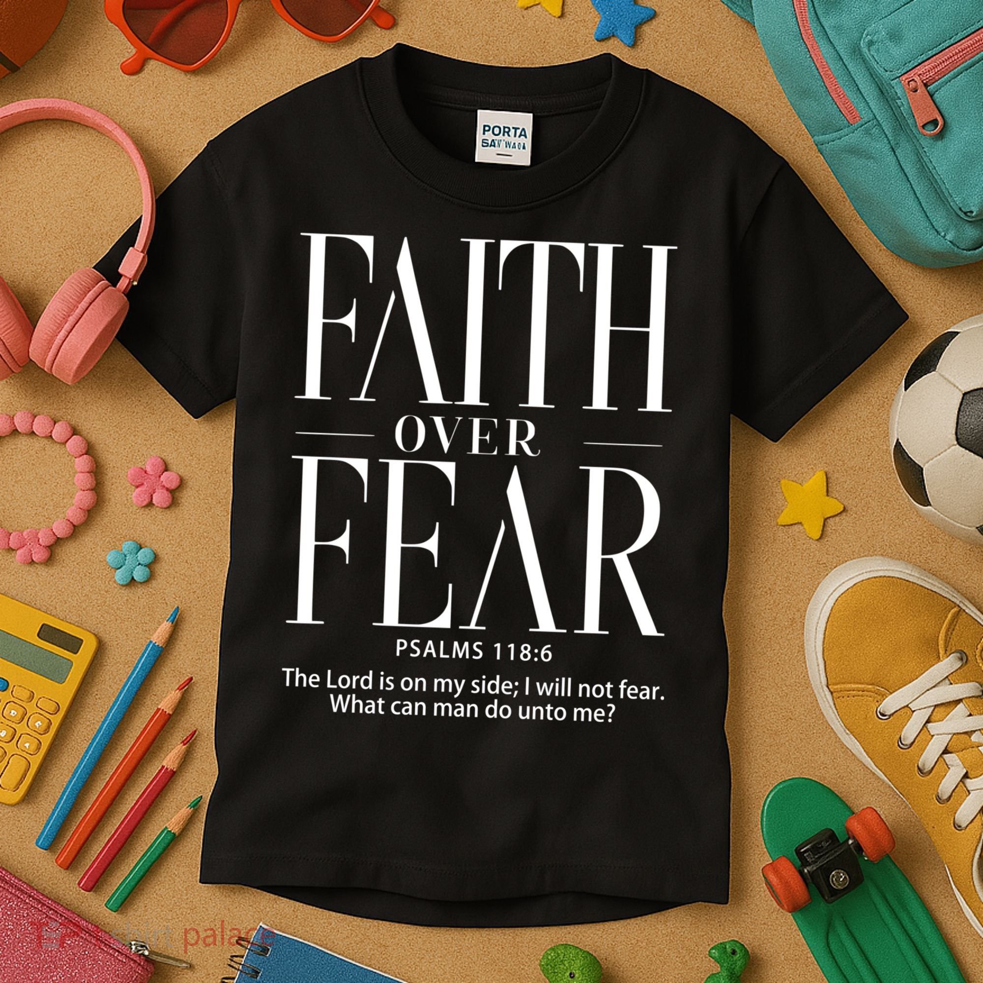 Christian Christianity Faith Over Fear Kids T-Shirt