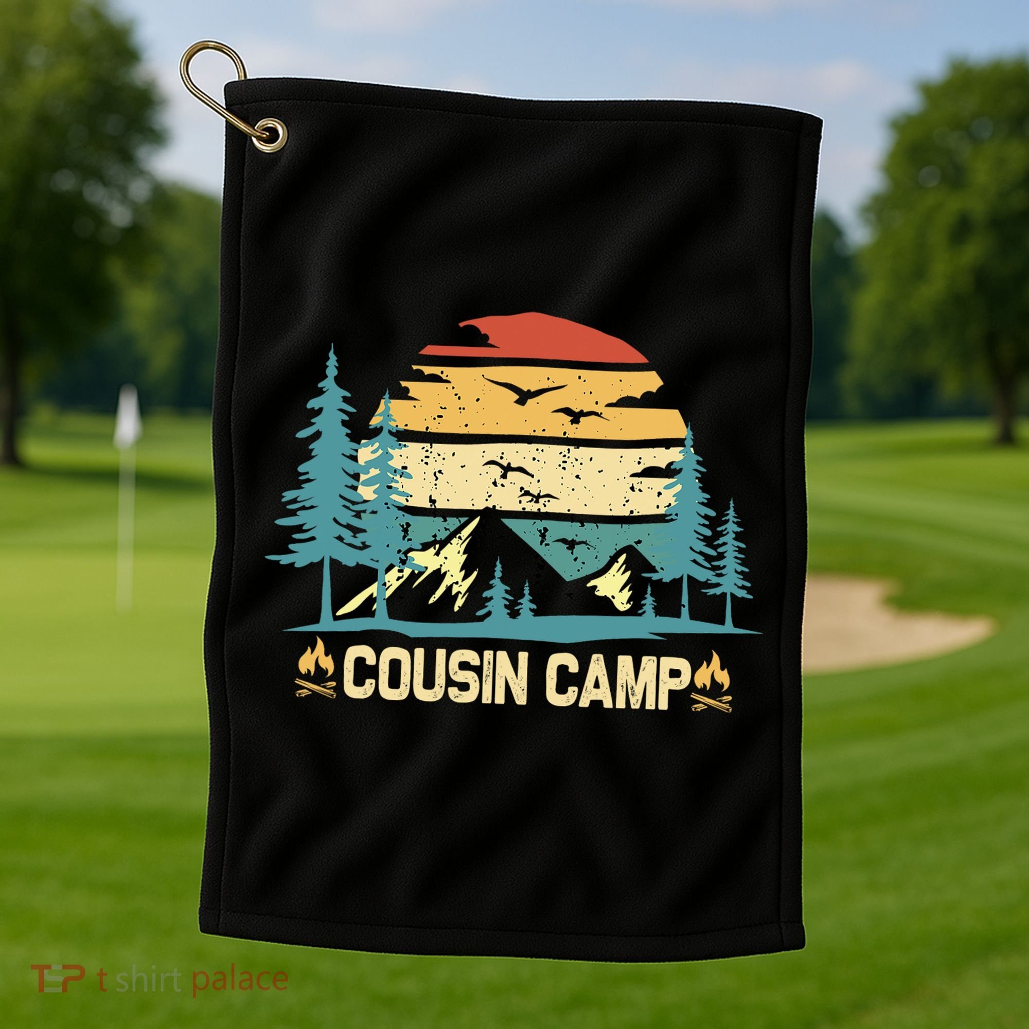 Cousin Camp Friends Summer Family Camping Vacation Golf Towel