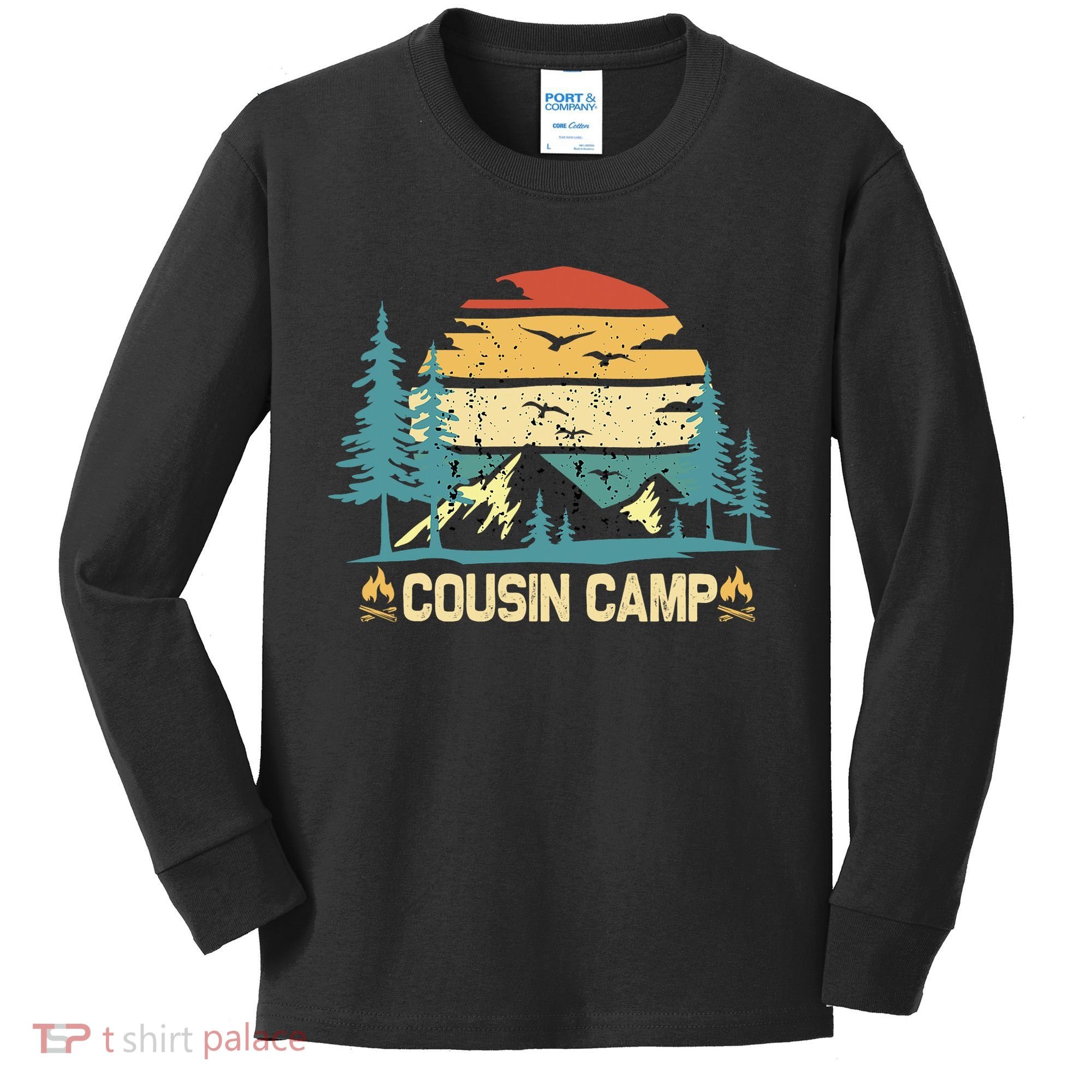Cousin Camp Friends Summer Family Camping Vacation Kids Long Sleeve Shirt
