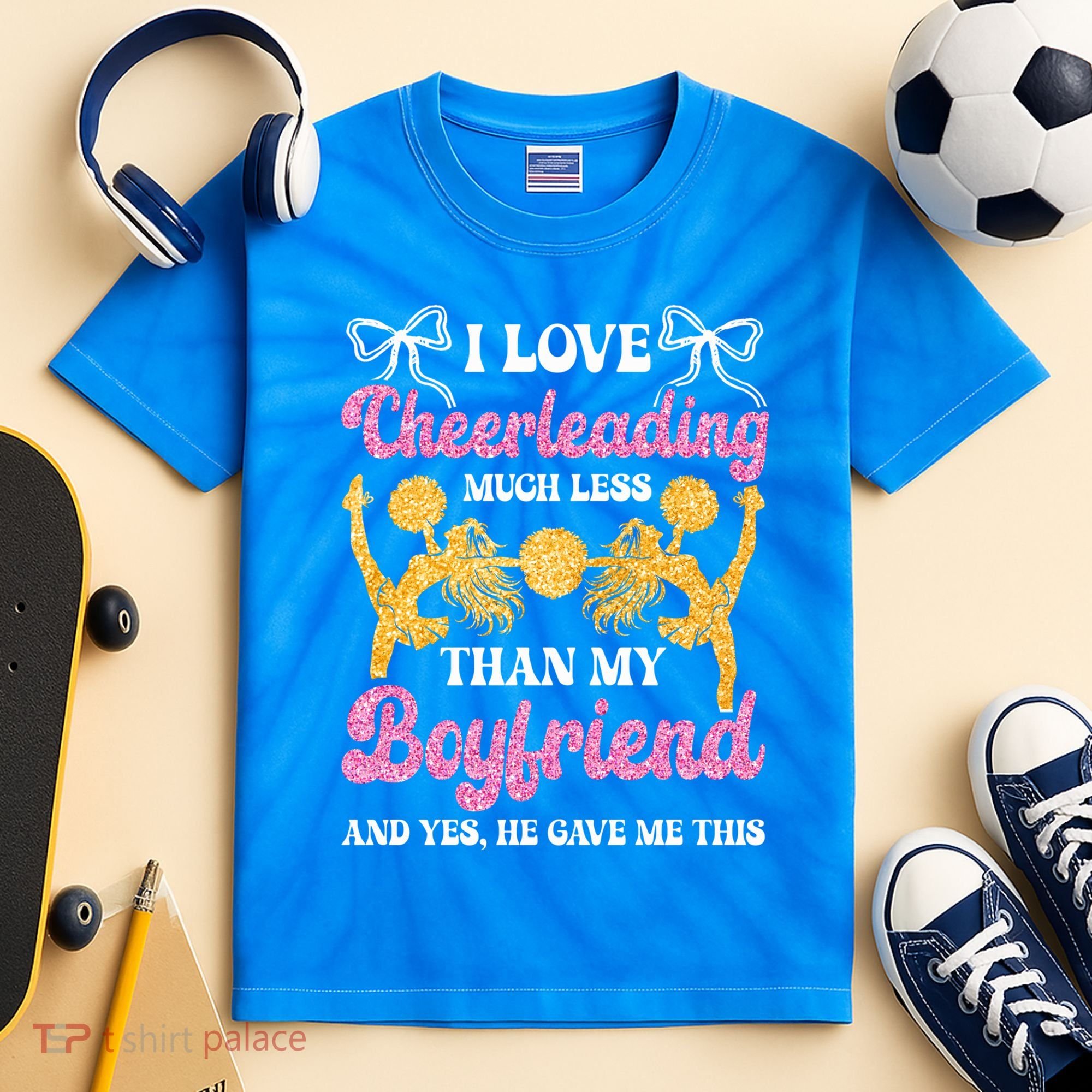 Cheer Cheerleading Friend I Love Cheerleading Much Less Gift Kids Tie-Dye T-Shirt