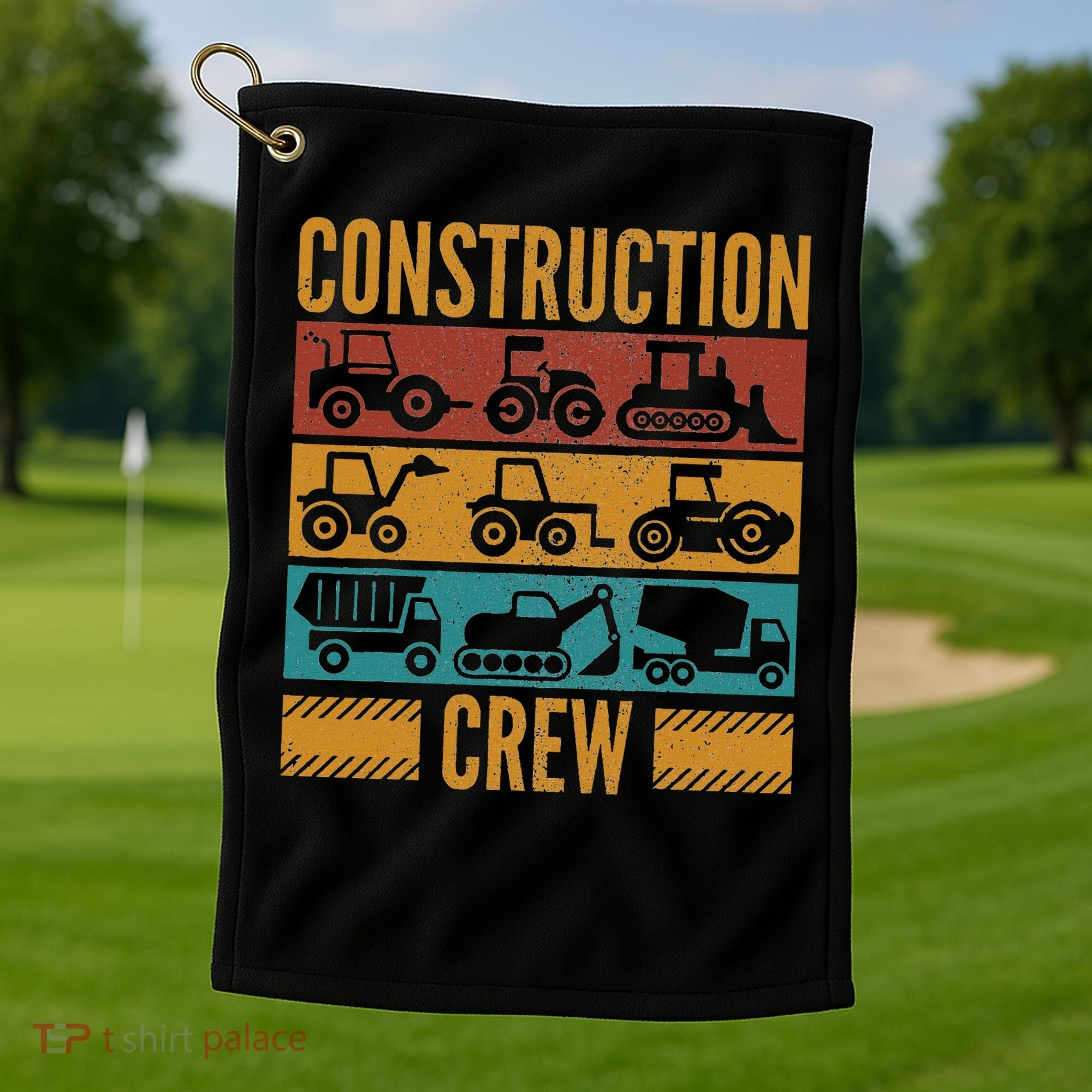 Construction Crew Funny Construction Worker Costume Birthday Golf Towel