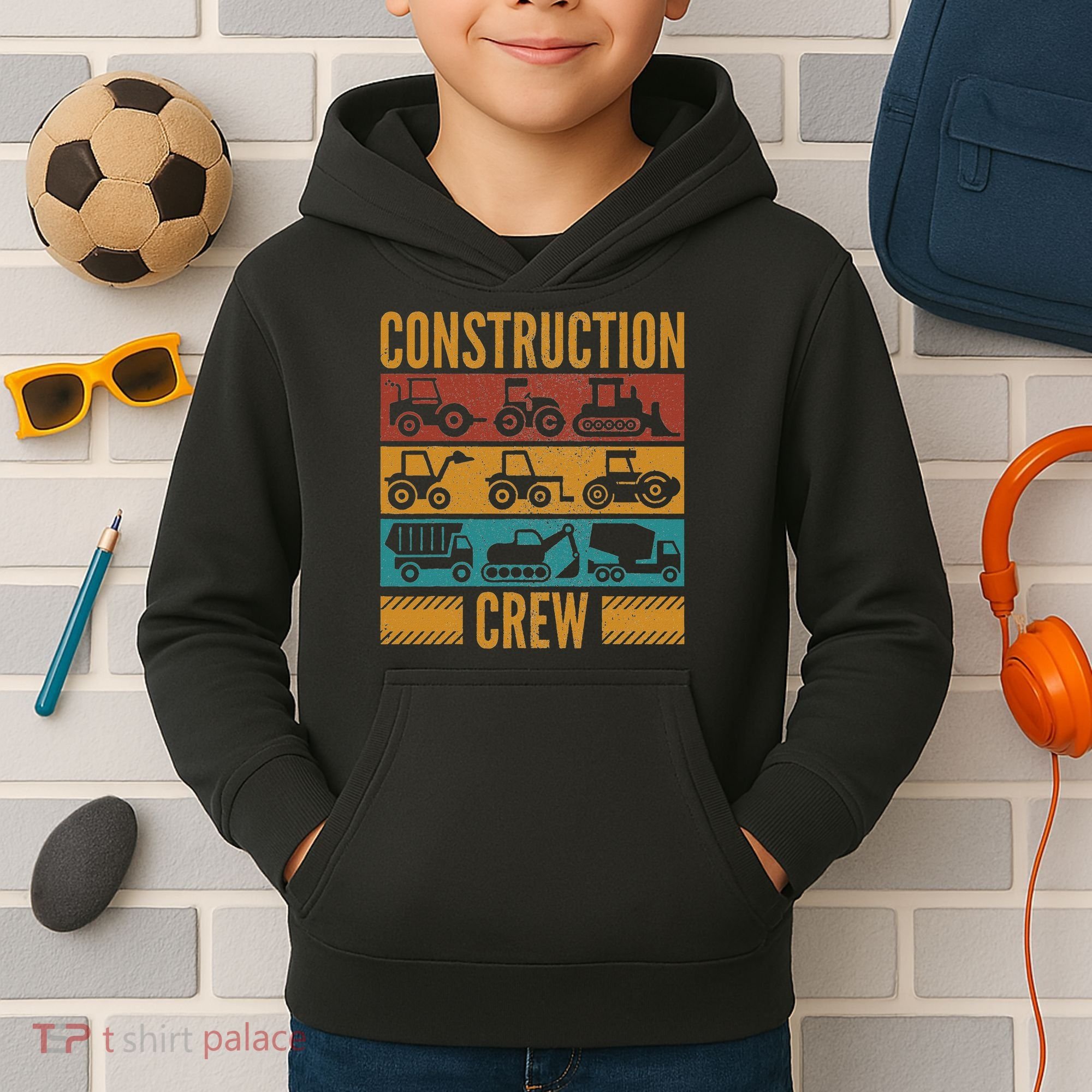 Construction Crew Funny Construction Worker Costume Birthday Kids Hoodie
