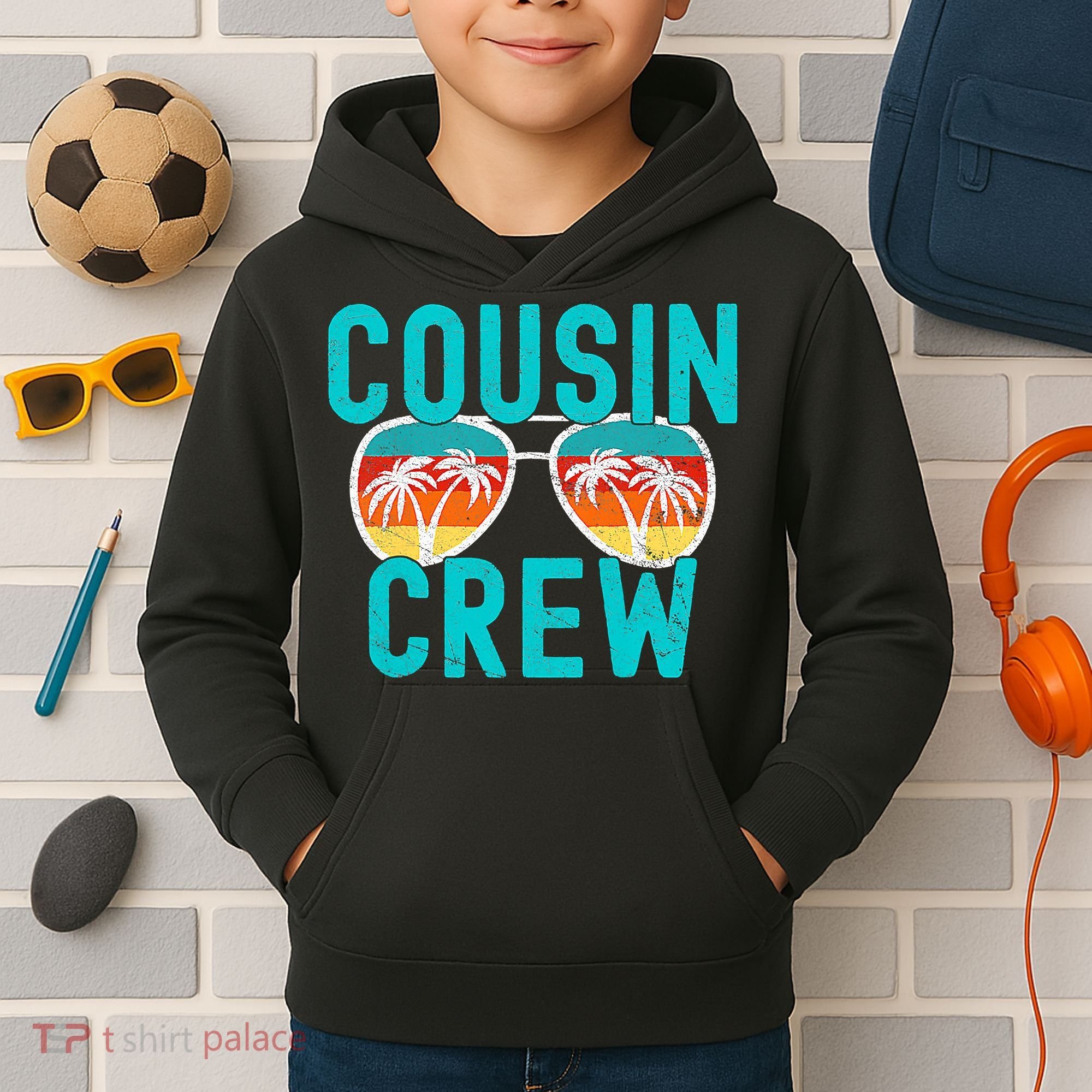 Cousin Crew Family Vacation Summer Vacation Beach Sunglasses Kids Hoodie