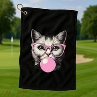 Cute Cat For Women Funny Cat Lovers Golf Towel thumb 1