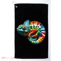 Comma Chameleon Funny Chameleon Lover 80S Lizard Comma La Gift Golf Towel thumb 0