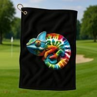 Comma Chameleon Funny Chameleon Lover 80S Lizard Comma La Gift Golf Towel thumb 1